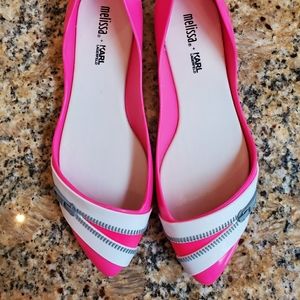 Melissa+Karl Lagerfeld Jelly Zipper Flats-Size 8